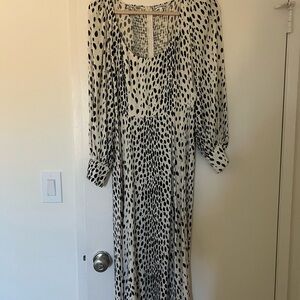 Reformation Black and White Spotted Maxi Dress